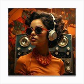 Mixll A Portuguese Woman From The 70s Listening To A Retro Ra 79a2dfb1 6a20 4361 Ba75 A553bd7935c4 3 Canvas Print