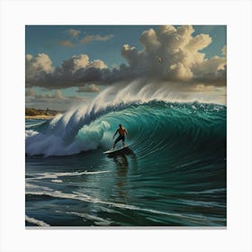 Surfer Riding A Wave 1 Canvas Print