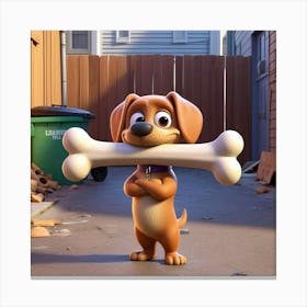 Cute Dog with a Bone 1 Canvas Print