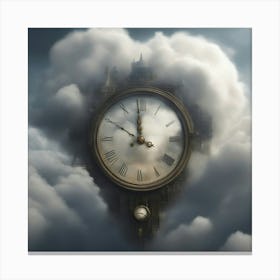 Clock in the clouds Canvas Print