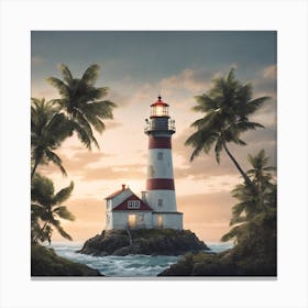 Lighthouse At Sunset Canvas Print