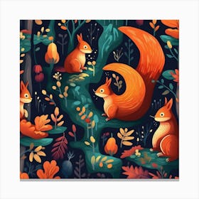 Squirrels In The Forest Canvas Print