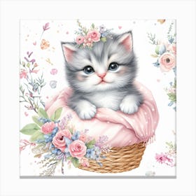 Kitten In A Basket Canvas Print