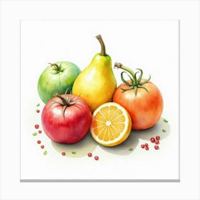 Watercolor Rendering Of Colorful Produce With An Elegant And Artistic Presentation 1 Canvas Print