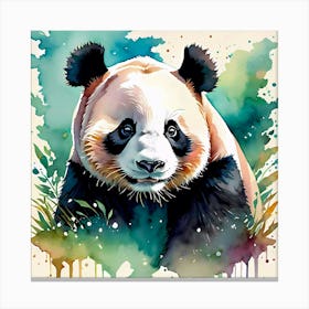 Cute Panda Bear Watercolor Painting Canvas Print