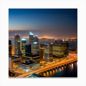 Cityscape At Night 1 Canvas Print