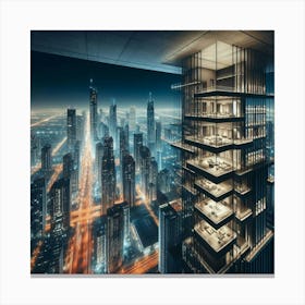 Skyscraper At Night Canvas Print