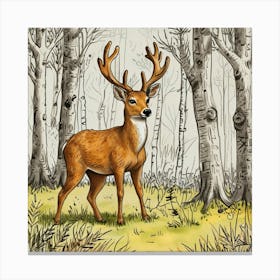 Deer In The Woods 90 Canvas Print