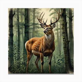 Deer In The Forest 16 Canvas Print