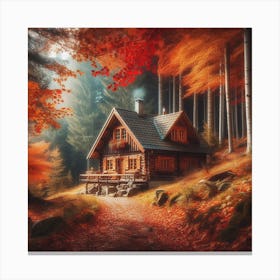 Autumn Cabin In The Woods Canvas Print