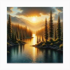 Sunset Over Lake 52 Canvas Print