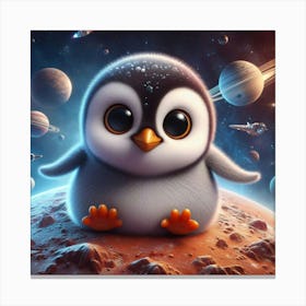 Penguin In Space 2 Canvas Print