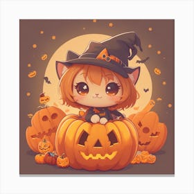 Cute Halloween Kawaii, Cute Halloween Kawaii, Cute Halloween Kawaii, Cute Halloween Kawai Canvas Print