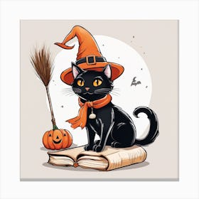 Cute Cat Halloween Pumpkin (61) Canvas Print
