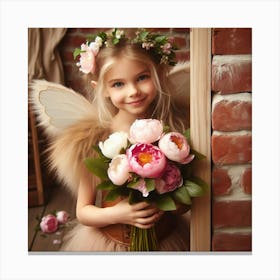 Fairy Girl With Flowers Photo Canvas Print