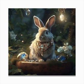 Bejewelled Bunny Rabbit in the woods. This rabbit knows how to accessorise! Canvas Print