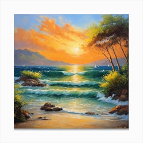 Sunset At The Beach 3 Canvas Print