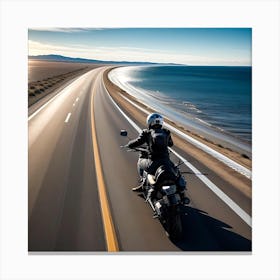 Motorcycle Rider On A Highway Canvas Print