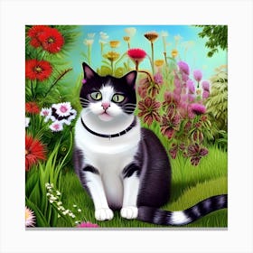 Pretty Cat In Garden Canvas Print