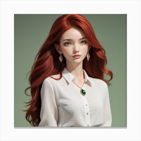 Asian Woman With Red Hair Canvas Print