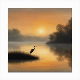 Heron At Sunrise Canvas Print