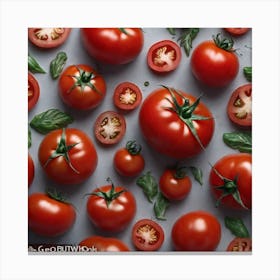 Tomatoes And Basil 3 Canvas Print