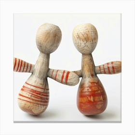 Couple Of Wooden Dolls Canvas Print