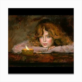 Girl With A Candle Canvas Print