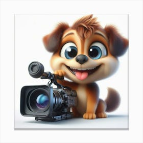 Dog With Camera Canvas Print