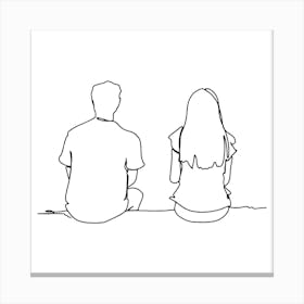 Couple Sitting On Bench Art Print Canvas Print