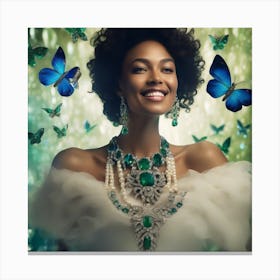 Emeralds And Butterflies Canvas Print