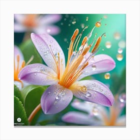 Water Drops On A Flower Canvas Print