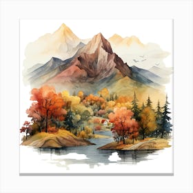 Watercolor Autumn Landscape 49 Canvas Print