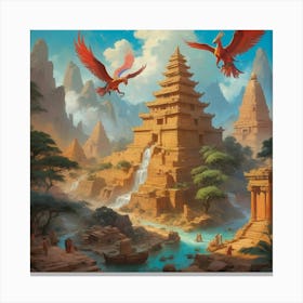 Asian Ruins Art print paintings Canvas Print