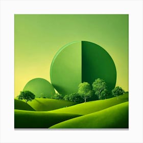 Green Field With Trees Canvas Print