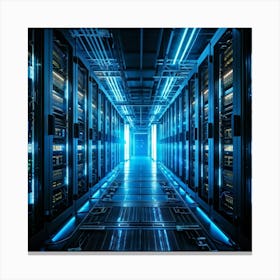 Advanced Data Center Interior Cabling Meticulously Organized In Vibrant Colors Rows Of Servers Wit (2) Canvas Print