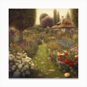 Gustav Klimt Style Farm Garden 15 Canvas Print