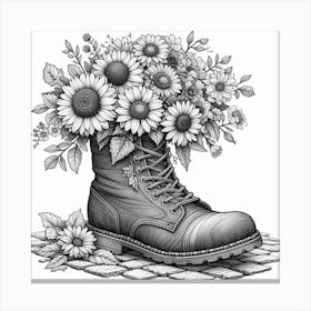 An old boot filled with flowers Canvas Print