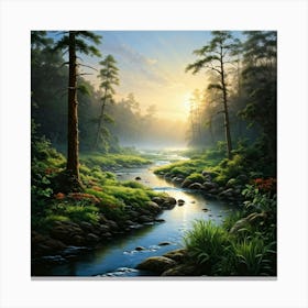 River In The Forest Canvas Print