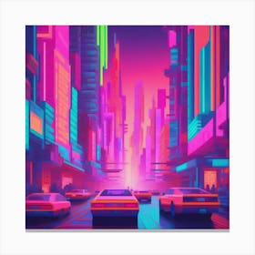 Neon Dreamscapes Captivating Cityscapes Reimagined With Vibrant Neon Colors Geometric Shapes And 155786936 (3) Canvas Print