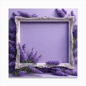 Lavender Frame With Lavender Flowers Canvas Print