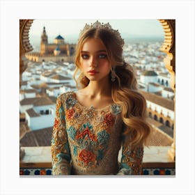 Beautiful Girl In Spanish Dress74 Canvas Print