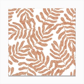 Rose Gold Glitter Leaves Canvas Print