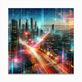 Futuristic Cityscape graffiti Canvas Print