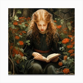 Girl Reading A Book Canvas Print