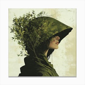 Woman With Plants On Her Head Canvas Print