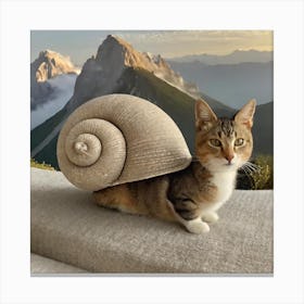 Cat Snail in the mountain 1 Canvas Print