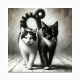Black And White Cats Canvas Print