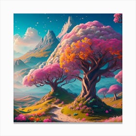 Pink Trees In The Forest Canvas Print