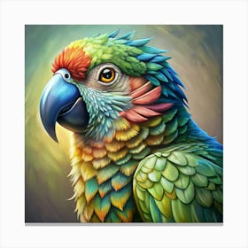 Closeup Of A Green And Red Macaw Canvas Print